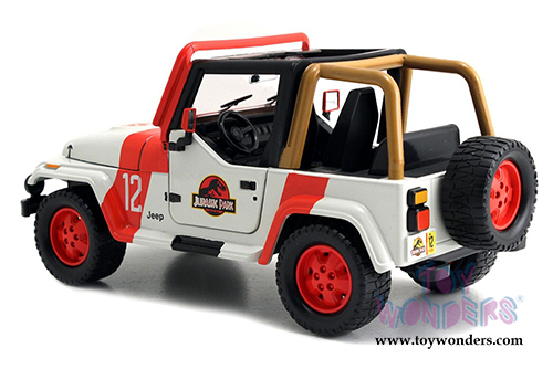 Jada Toys Jurassic World - Jeep Wrangler Off Road (1992, 1/24 scale diecast model car, Milk White) 97806